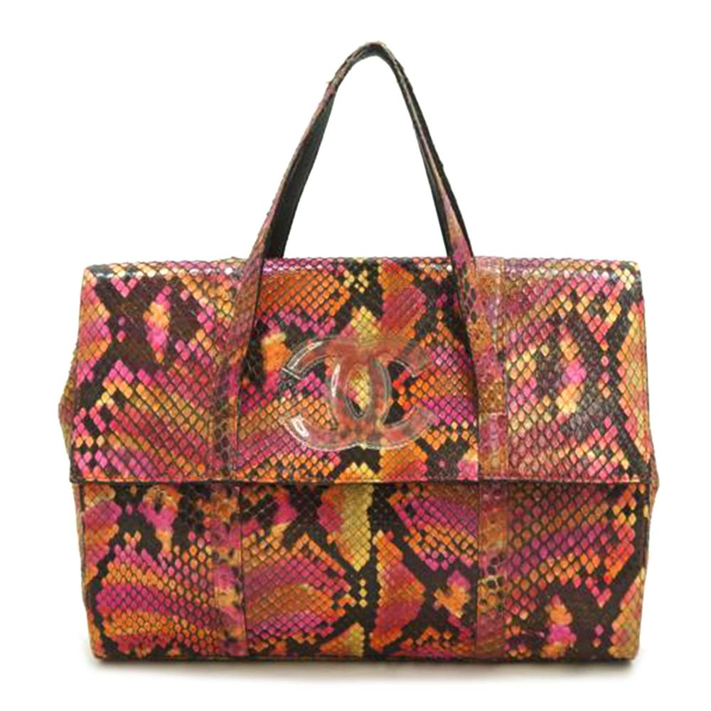 Chanel Cc Coco Mark Python Flap Handbag Black - image 1